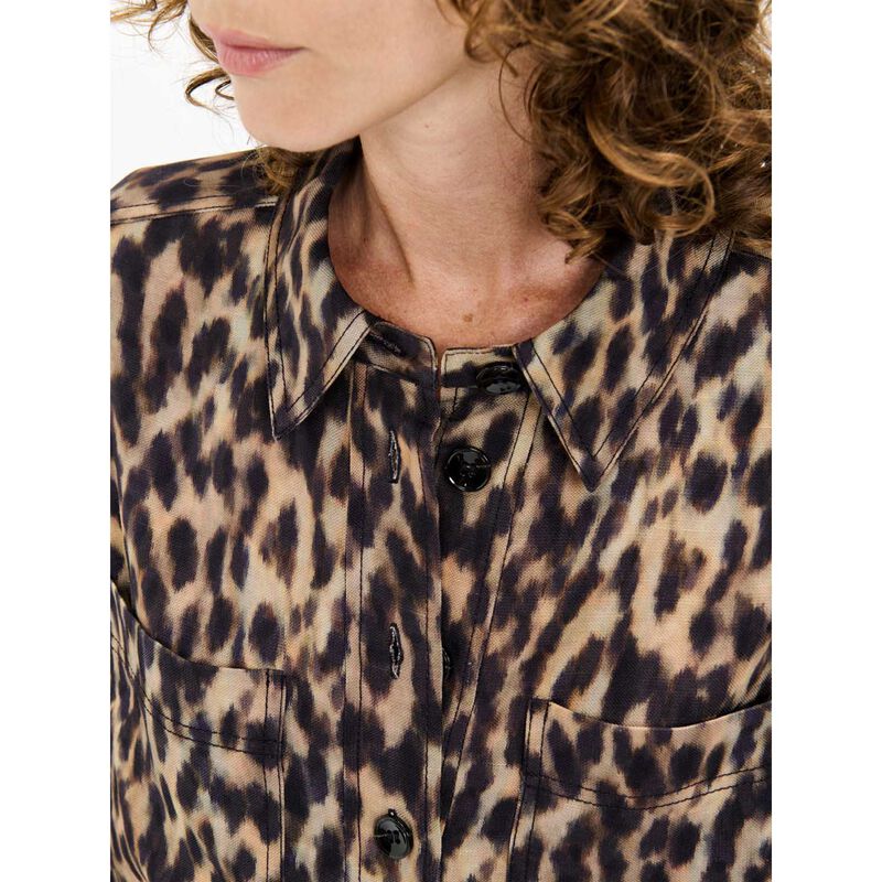 Veronika Maine Leopard Viscose Linen Shirt Jacket image number 2